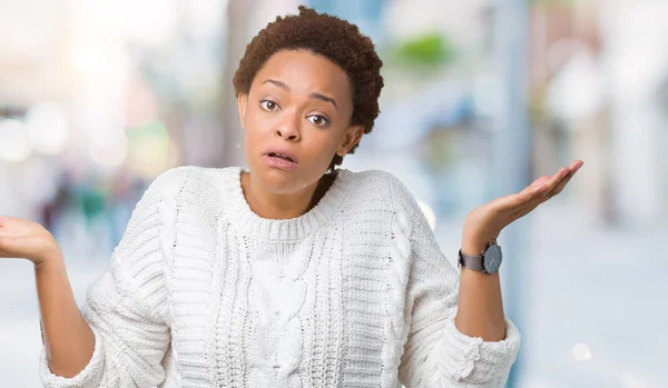 Bella Giovane Donna Afroamericana Che Indossa Maglione Sfondo Isolato Espressione — Foto Stock