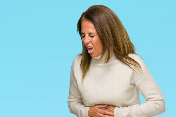 Volwassen Vrouw Mooie Middenleeftijd Winter Trui Dragen Geïsoleerd Achtergrond Met — Stockfoto