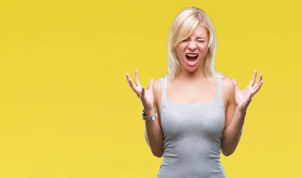 Giovane Bella Donna Bionda Sfondo Isolato Che Celebra Pazzo Pazzo — Foto Stock