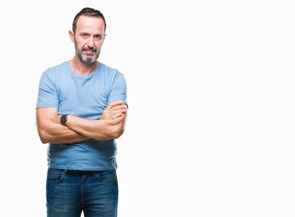 Middle Age Hoary Senior Man Isolated Background Serious Expression Face — Stock Photo, Image