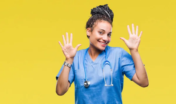 Fiatal Fonott Haj Afro Amerikai Lány Hivatásos Sebész Elszigetelt Háttér — Stock Fotó