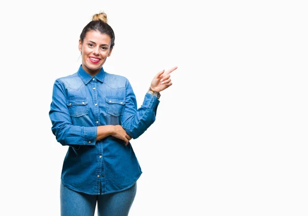 Giovane Bella Donna Sfondo Isolato Con Grande Sorriso Sul Viso — Foto Stock