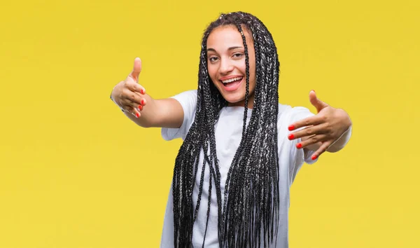 Young Braided Hair African American Girl Isolated Background Looking Camera — Stock Photo, Image