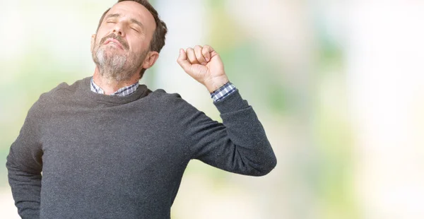 Schöner Älterer Mann Mittleren Alters Der Einen Pullover Über Isoliertem — Stockfoto