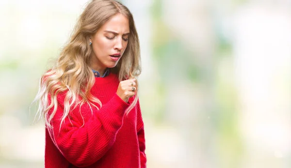 Schöne Junge Blonde Frau Die Winterpullover Über Isoliertem Hintergrund Trägt — Stockfoto