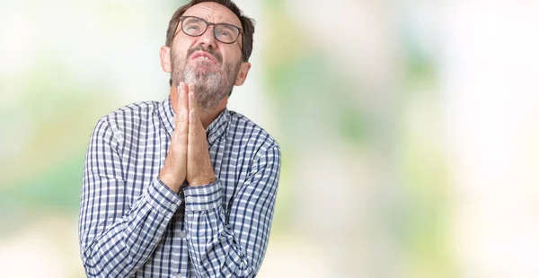 Handsome Middle Age Elegant Senior Business Man Wearing Glasses Isolated — Stock Photo, Image