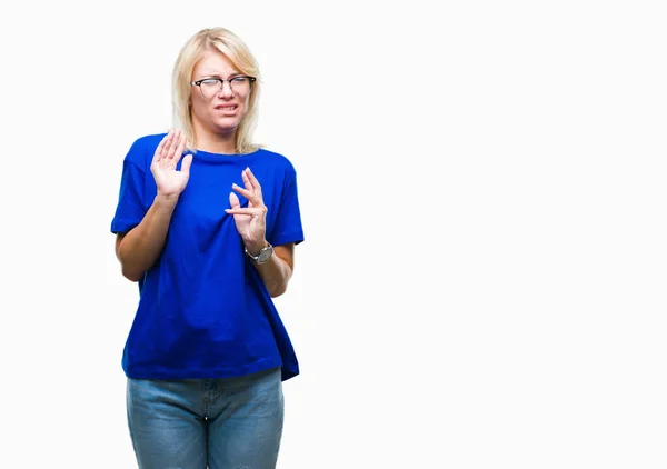 Young Beautiful Blonde Woman Wearing Glasses Isolated Background Disgusted Expression — Stock Photo, Image