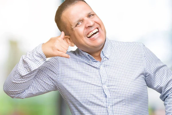 Homem Negócios Árabe Meia Idade Sobre Fundo Isolado Sorrindo Fazendo — Fotografia de Stock