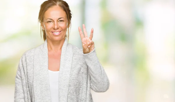 Beautiful Middle Age Adult Woman Wearing Winter Sweater Isolated Background — Stock Photo, Image