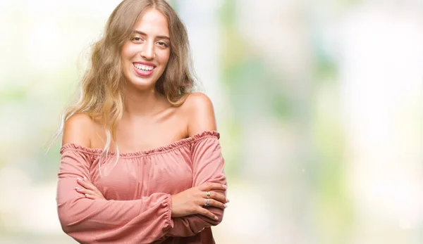 Schöne Junge Blonde Frau Über Isoliertem Hintergrund Glücklich Lächelnd Mit — Stockfoto