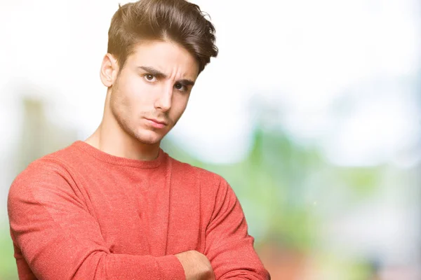 Homem Bonito Jovem Sobre Fundo Isolado Cético Nervoso Desaprovando Expressão — Fotografia de Stock