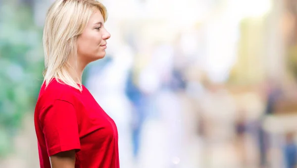 Giovane Bella Donna Bionda Che Indossa Shirt Rossa Sfondo Isolato — Foto Stock