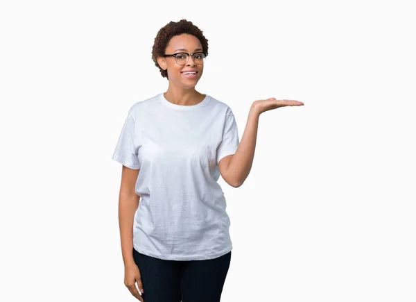 Beautiful Young African American Woman Wearing Glasses Isolated Background Smiling — Stock Photo, Image