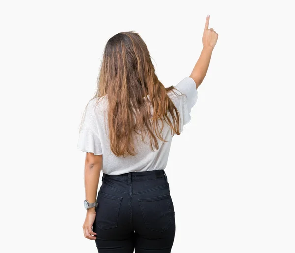 Jovem Bela Mulher Negócios Morena Sobre Fundo Isolado Posando Para — Fotografia de Stock