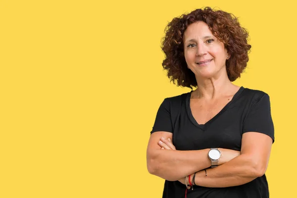 Hermosa Mujer Mediana Edad Ager Sobre Fondo Aislado Cara Feliz — Foto de Stock