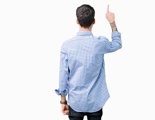 Young Handsome Business Man Isolated Background Posing Backwards Pointing Finger — Stock Photo, Image