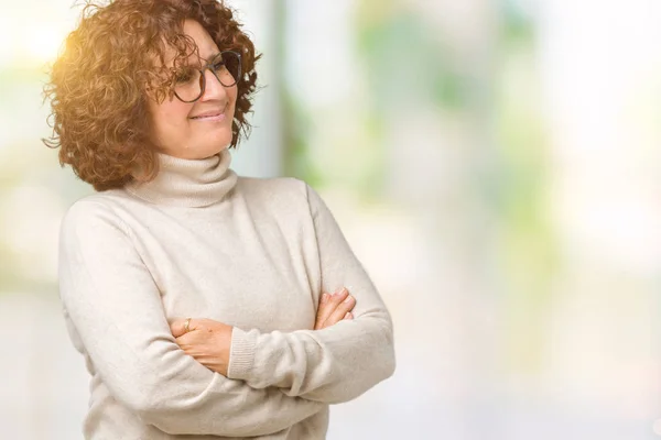 Beautiful Middle Ager Senior Woman Wearing Turtleneck Sweater Glasses Isolated — Stock Photo, Image