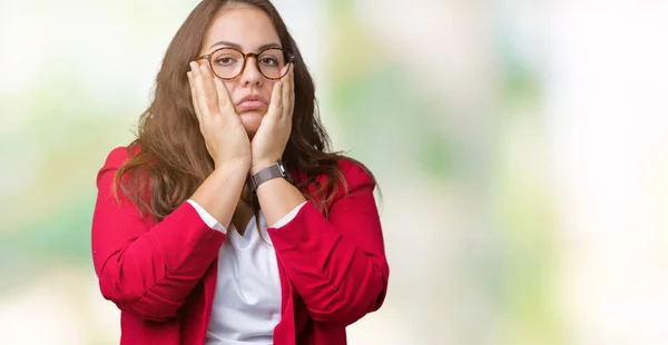 Schöne Size Junge Geschäftsfrau Trägt Elegante Jacke Und Brille Über — Stockfoto