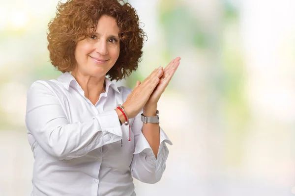 Krásné Prostřední Ager Senior Businees Žena Nad Izolované Pozadí Clapping — Stock fotografie