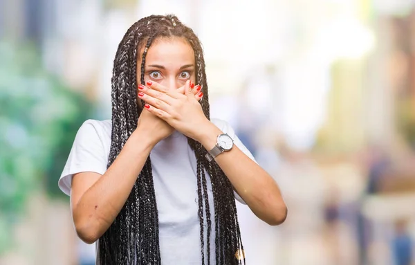 Jeune Fille Afro Américaine Cheveux Tressés Sur Fond Isolé Choqué — Photo