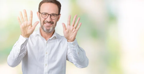 Bonito Homem Negócios Sênior Meia Idade Elegante Usando Óculos Sobre — Fotografia de Stock