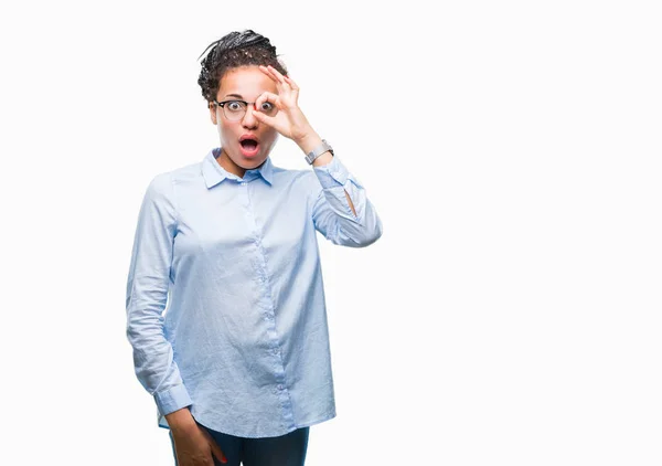 Jovem Trançado Cabelo Afro Americano Menina Negócios Vestindo Óculos Sobre — Fotografia de Stock