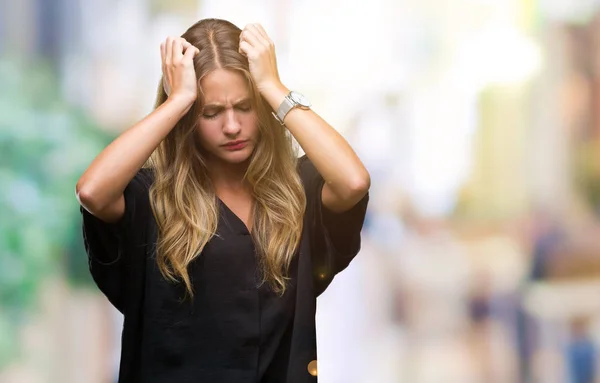 Giovane Bella Donna Bionda Sfondo Isolato Che Soffre Mal Testa — Foto Stock