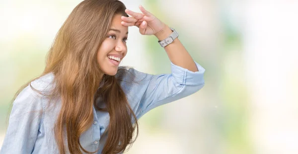 Young Beautiful Brunette Business Woman Isolated Background Very Happy Smiling — Stock Photo, Image