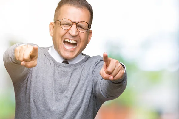 Bussines Edad Media Árabe Hombre Con Gafas Sobre Fondo Aislado — Foto de Stock