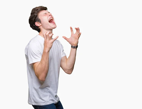 Young Handsome Man Wearing Casual White Shirt Isolated Background Celebrating — Stock Photo, Image