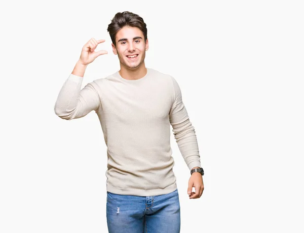 Young Handsome Man Isolated Background Smiling Confident Gesturing Hand Doing — Stock Photo, Image