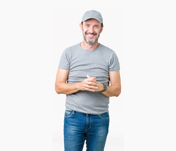 Guapo Mediana Edad Hoary Hombre Mayor Con Gorra Deportiva Sobre — Foto de Stock