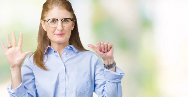 Beautiful Middle Age Mature Business Woman Wearing Glasses Isolated Background — Stock Photo, Image