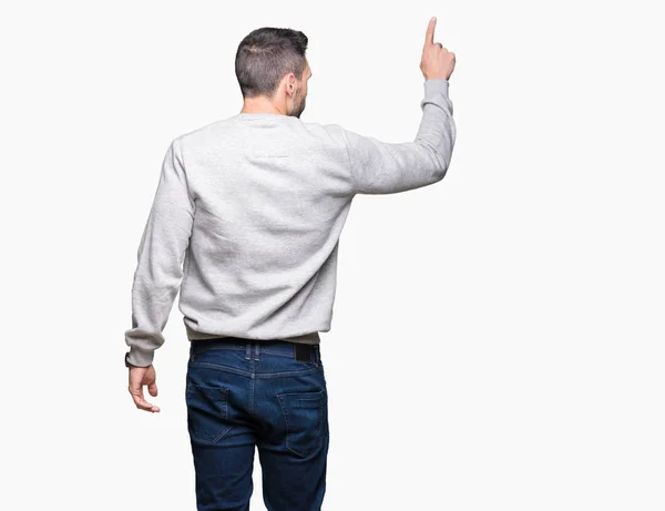 Junger Gutaussehender Mann Der Sweatshirt Über Isoliertem Hintergrund Trägt Und — Stockfoto