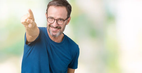 Handsome Middle Age Hoary Senior Man Wearin Glasses Isolated Background — Stock Photo, Image