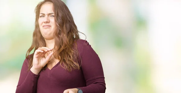 Bonita Atraente Além Tamanho Jovem Mulher Vestindo Vestido Sobre Fundo — Fotografia de Stock