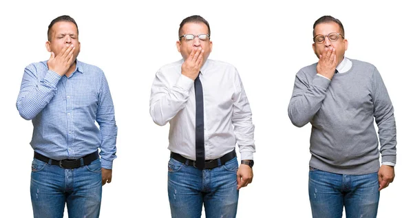 Composición Del Hombre Árabe Mediana Edad Sobre Fondo Aislado Aburrido —  Fotos de Stock