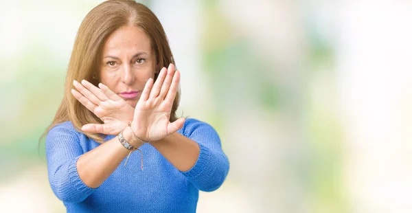 Edad Media Hermosa Mujer Con Suéter Invierno Sobre Fondo Aislado — Foto de Stock