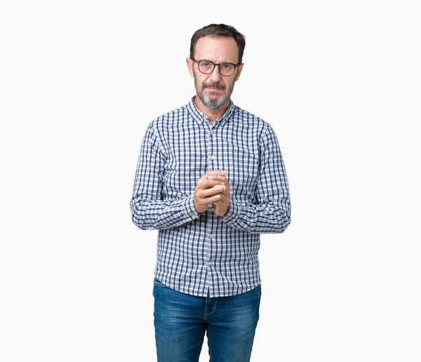 Handsome Middle Age Elegant Senior Man Wearing Glasses Isolated Background — Stock Photo, Image