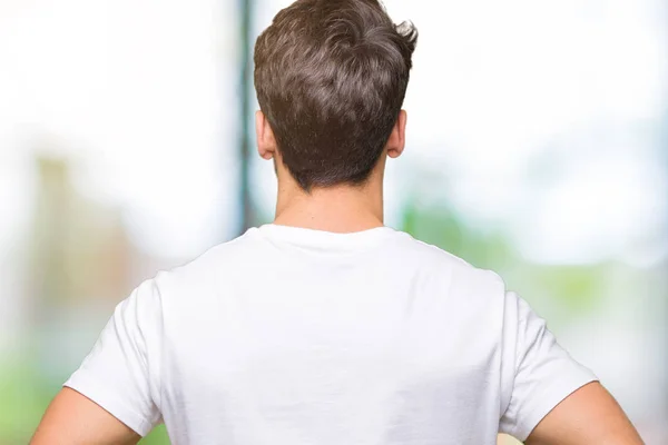 Young Handsome Man Wearing White Shirt Isolated Background Standing Backwards — Stock Photo, Image