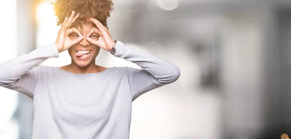 Linda Jovem Afro Americana Sobre Fundo Isolado Fazendo Gesto Como — Fotografia de Stock