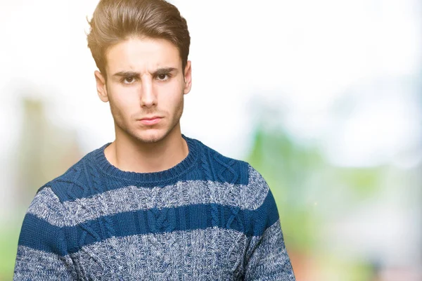 Young Handsome Man Isolated Background Skeptic Nervous Frowning Upset Because — Stock Photo, Image