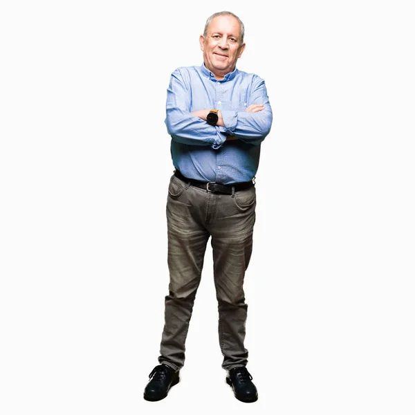 Stilig Senior Businesss Mannen Bär Elegant Skjorta Glada Ansikte Ler — Stockfoto
