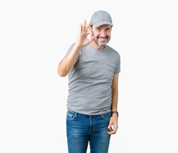 Guapo Mediana Edad Hoary Hombre Mayor Con Gorra Deportiva Sobre — Foto de Stock