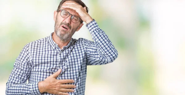 Bello Uomo Anziano Mezza Età Elegante Che Indossa Occhiali Sfondo — Foto Stock