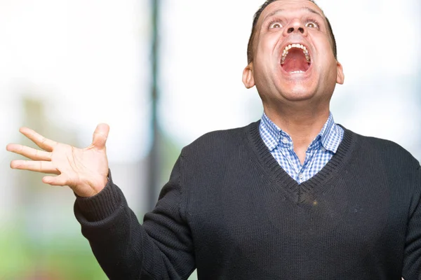 Bonito Homem Meia Idade Sobre Fundo Isolado Celebrando Louco Espantado — Fotografia de Stock