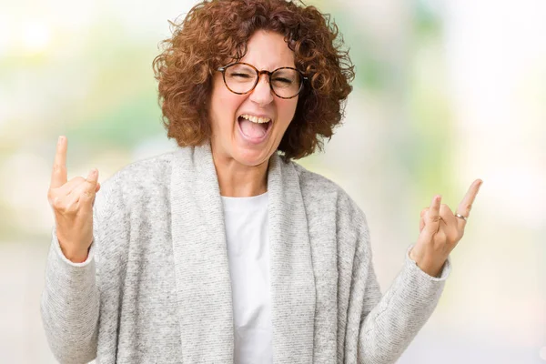 Mooie Midden Ager Senior Vrouw Jas Bril Dragen Geïsoleerde Achtergrond — Stockfoto