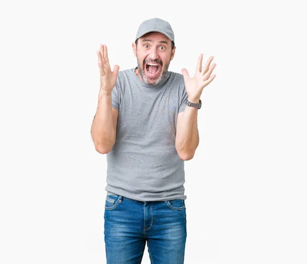 Guapo Mediana Edad Hoary Hombre Mayor Con Gorra Deportiva Sobre — Foto de Stock