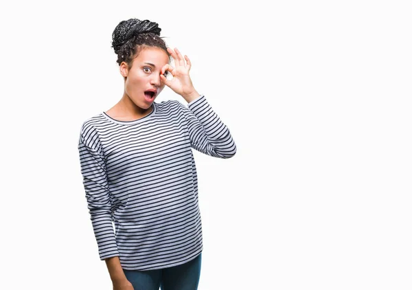 Junge Geflochtene Haare Afrikanisch Amerikanisches Mädchen Trägt Pullover Über Isoliertem — Stockfoto