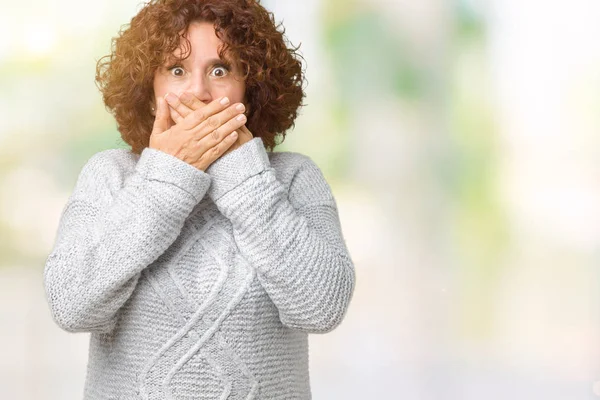 Belle Femme Âgée Âge Moyen Portant Pull Hiver Sur Fond — Photo